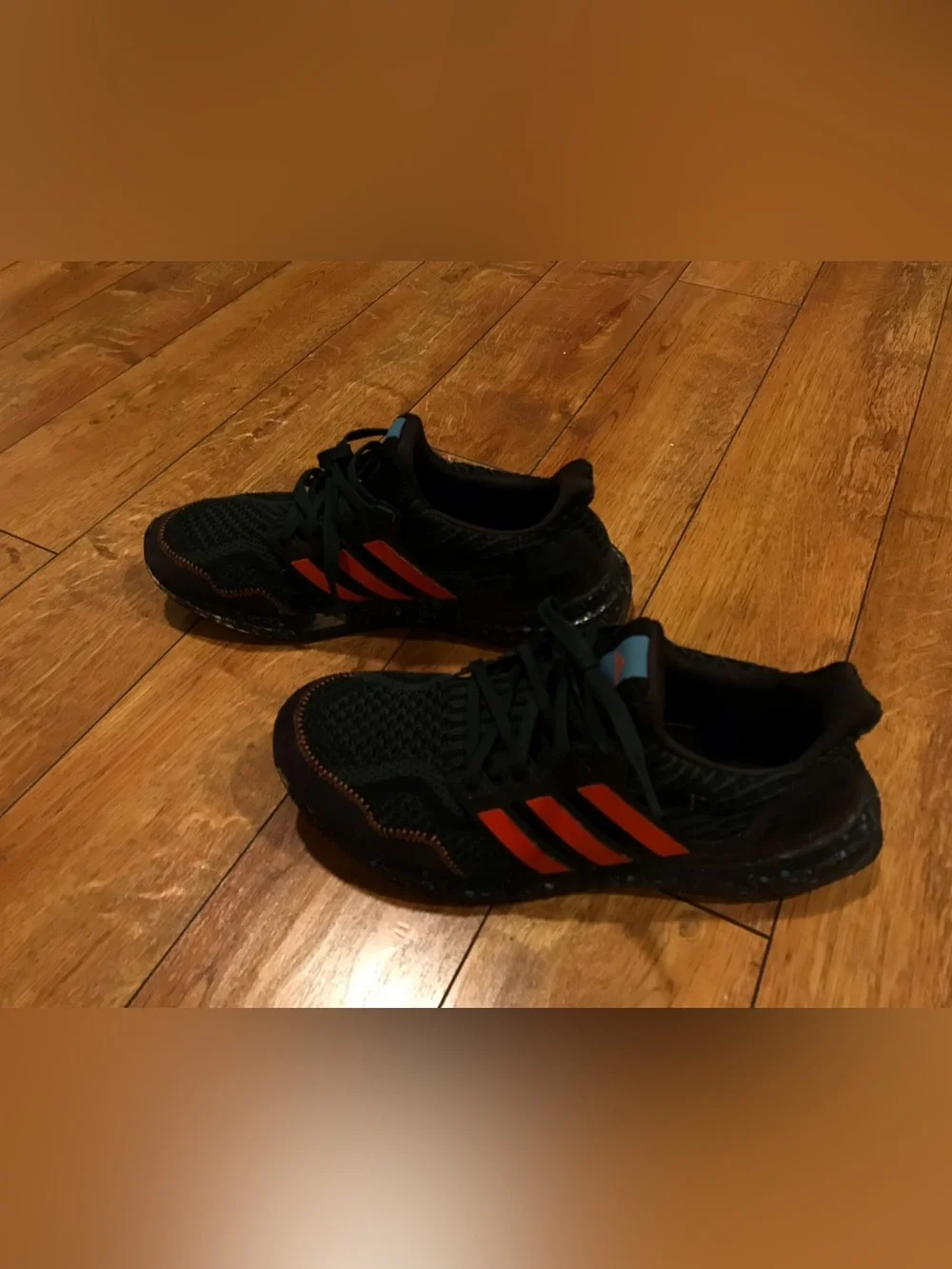 Adidas Ultraboost Black Sneakers with Orange Stripes